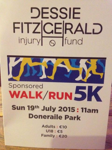 Dessie Fitzgerald Injury Fund 5k - Doneraile Park - Race Flyer 2015