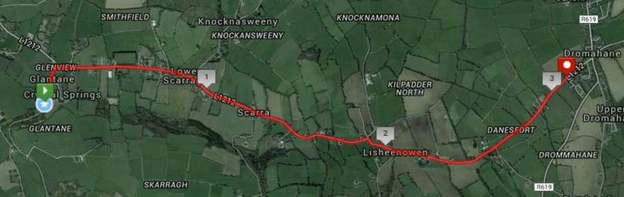 Dromahane 5k Road Race Course Route Map