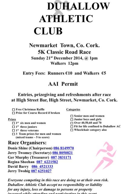 Flyer - Newmarket 5k Classic Road Race 2014