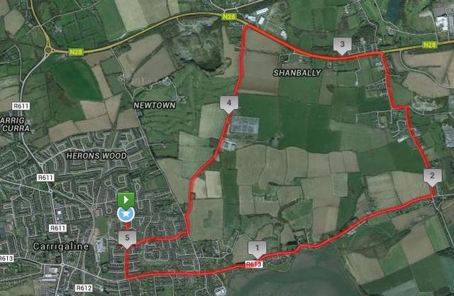 Eagle AC Carrigaline 5 Road Race - Course Map