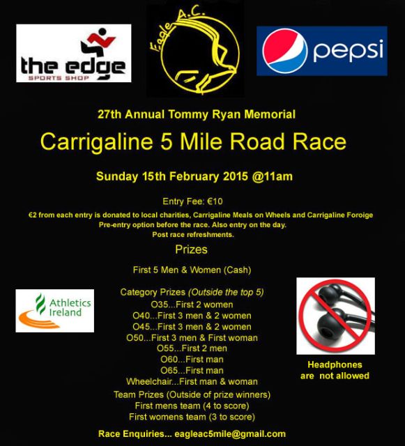 Eagle AC Carrigaline 5 Road Race - Flyer 2015