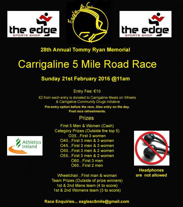 Eagle AC Carrigaline 5 Road Race - Flyer 2015