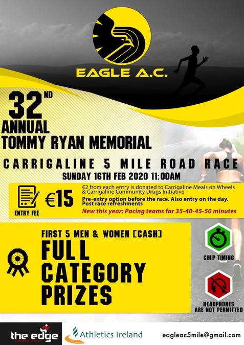 32nd eagle ac tommy ryan memorial carrigaline 5 mile road race flyer 2020