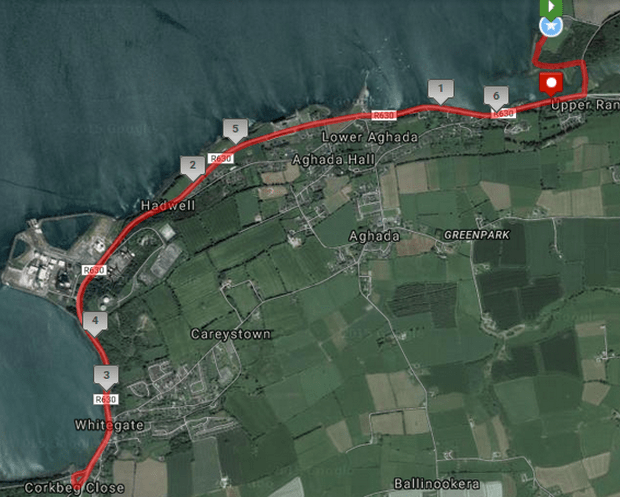 East Cork Harbour 10k Course Route Map min1