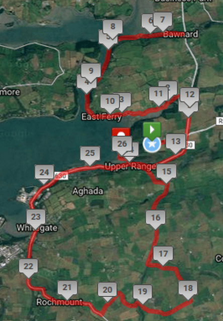 East Cork Harbour Marathon Course Route Map min