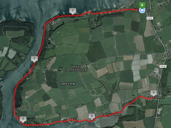 East Ferry 5 Mile Race Course Route Map