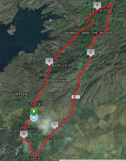 Eyeries 5 Mile Road Race Course Route Map