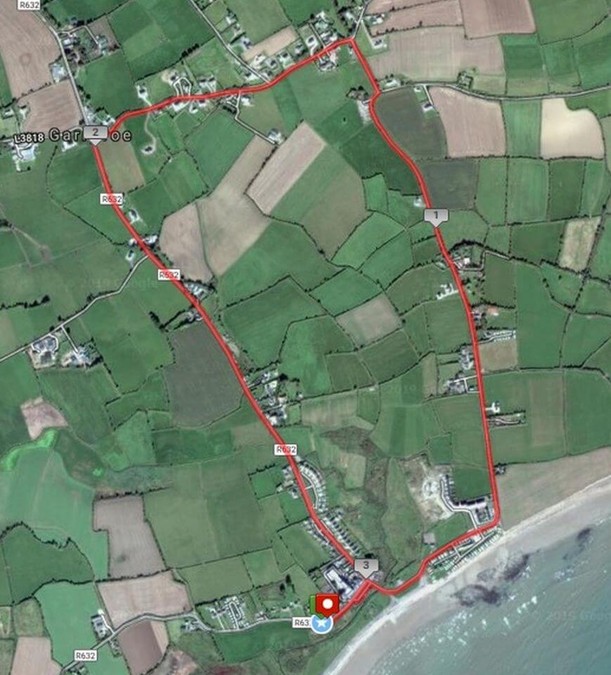 garryvoe 5k road race route map