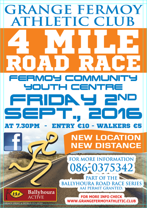 Grange Fermoy 4 Mile Road Race Flyer 2016 min