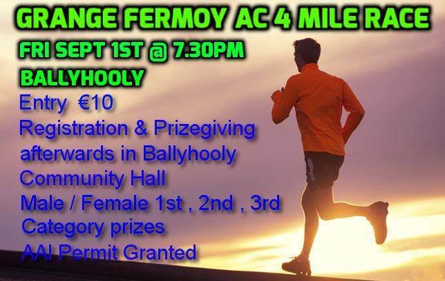 grange fermoy 4 mile road race flyer 2017