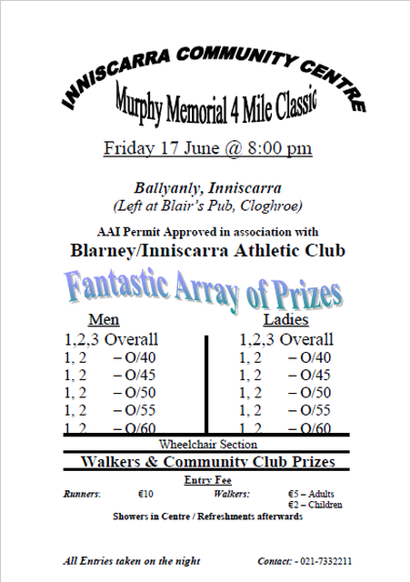 Murphy Memorial 4 Mile Classic Road Race Flyer 2016