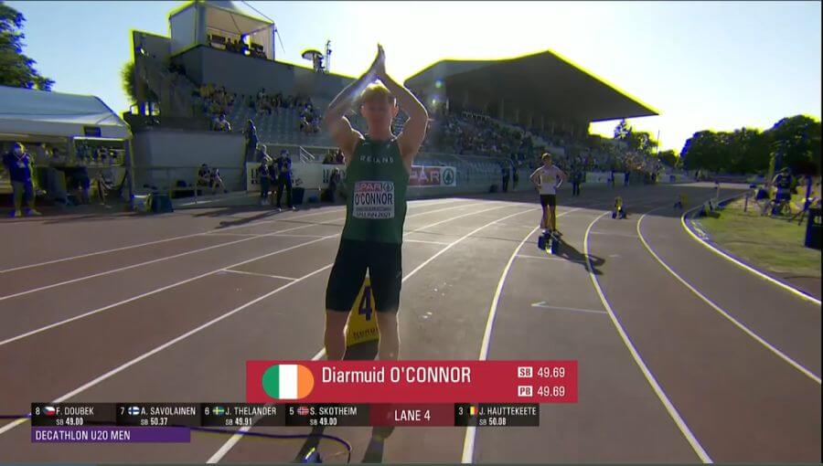 diarmuid o connor mens decathlon 400m finish european u20 championships 2021