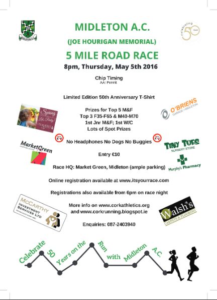 Midleton 5 Mile Road Race - Flyer 2016