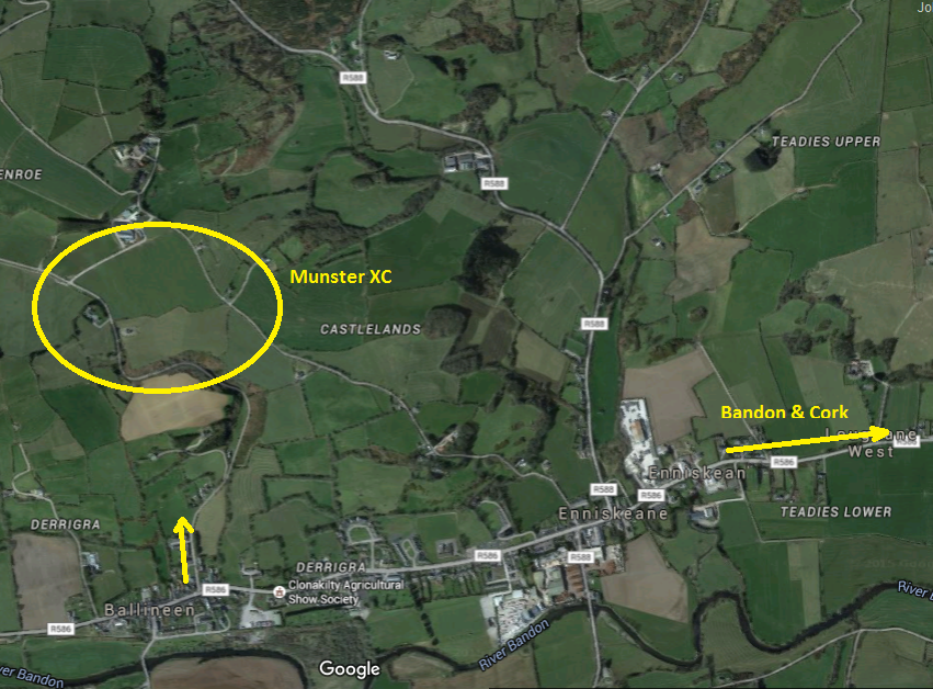 Enniskeane - Munster AthleticsJuvenile Relays, Junior and Intermediate & Masters XC - Location Map 2016