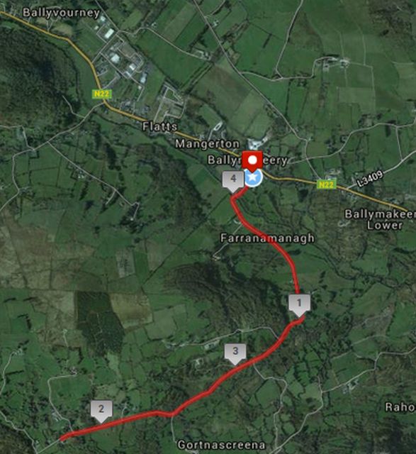 Ballyvourney 7k - Course Route Map