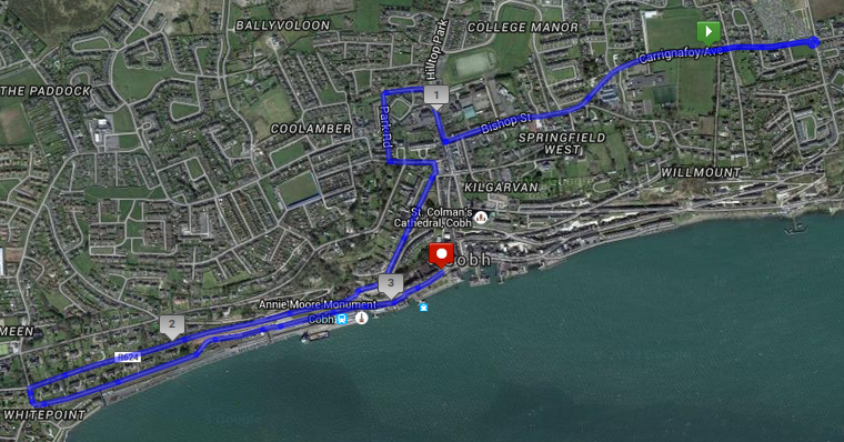 Sonia 5k Cobh Road Race - Course Route Map