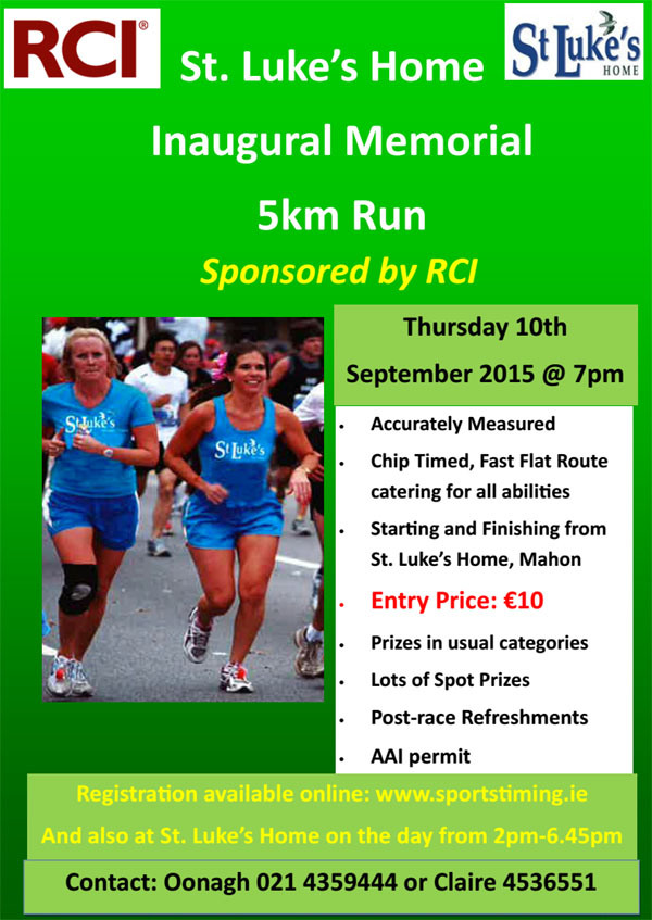 St Luke's Home 5k Road Race - Event Flyer 2015