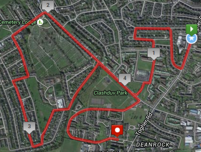 Togher AC 5k Road Race 2015 Course Route Map II