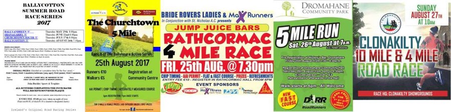 Registered Cork Athletics Road Races Week Ending Sun August 27th 2017e