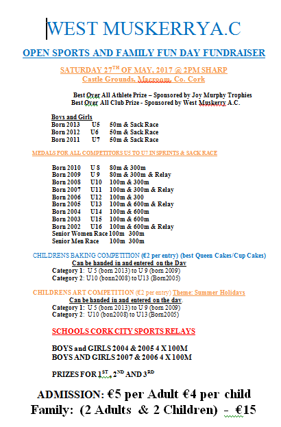 West Muskerry AC Sports Flyer 2017