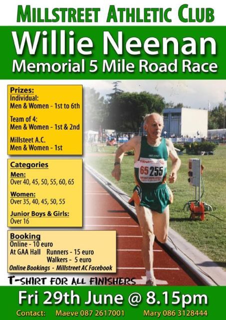 willie neenan memorial 5 mile road race flyer 2018