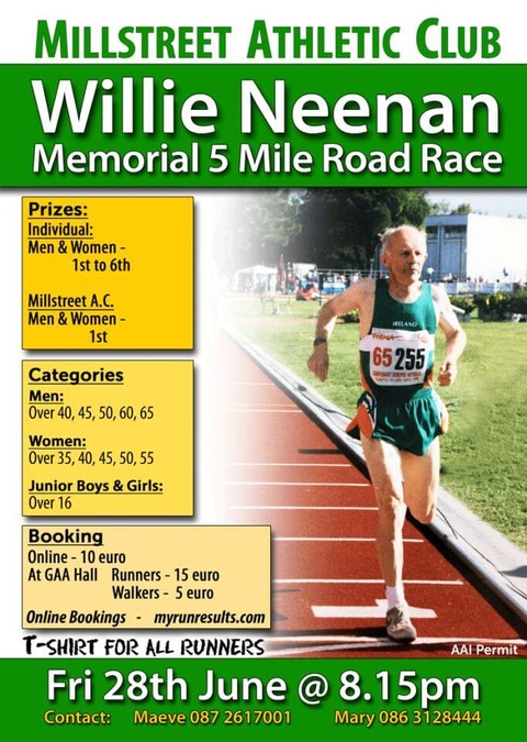 willie neenan memorial 5 mile road race flyer 2019