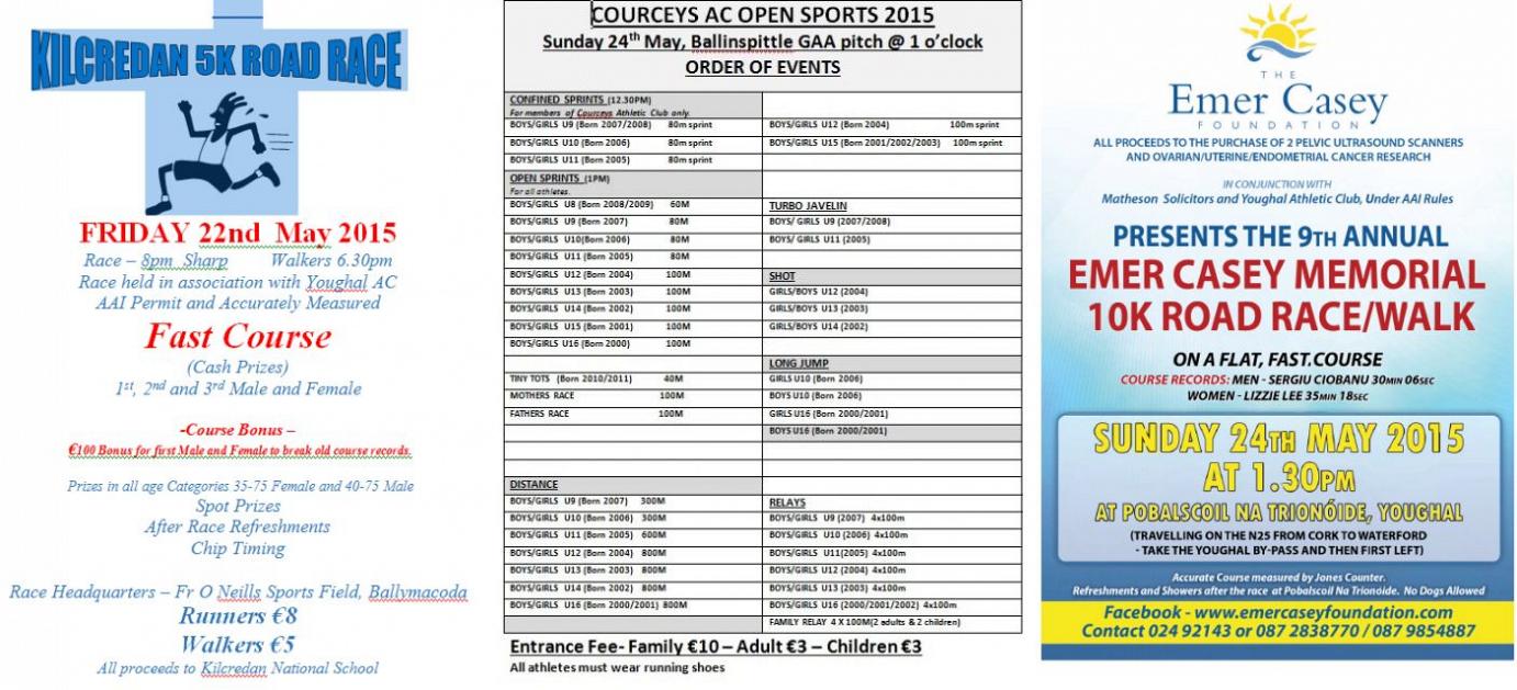 Event Flyers - Athletics Ireland Registered Events week ending Sunday May 24th 2015
