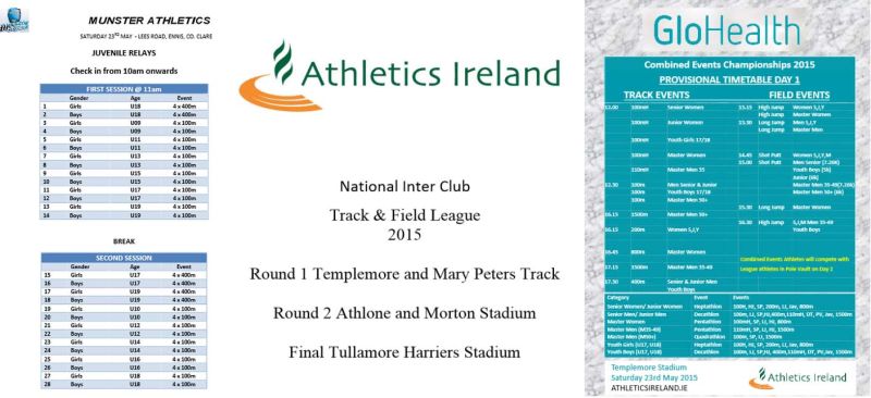 Athletics Ireland Events week ending Sunday May 24th 2015