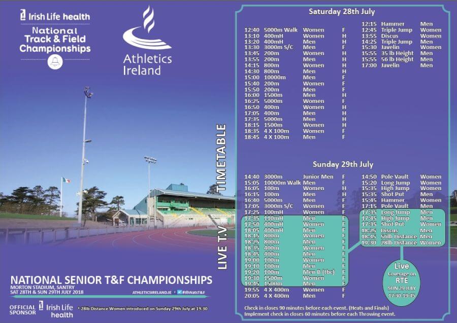 athletics ireland national senior t an f championships programme 2018