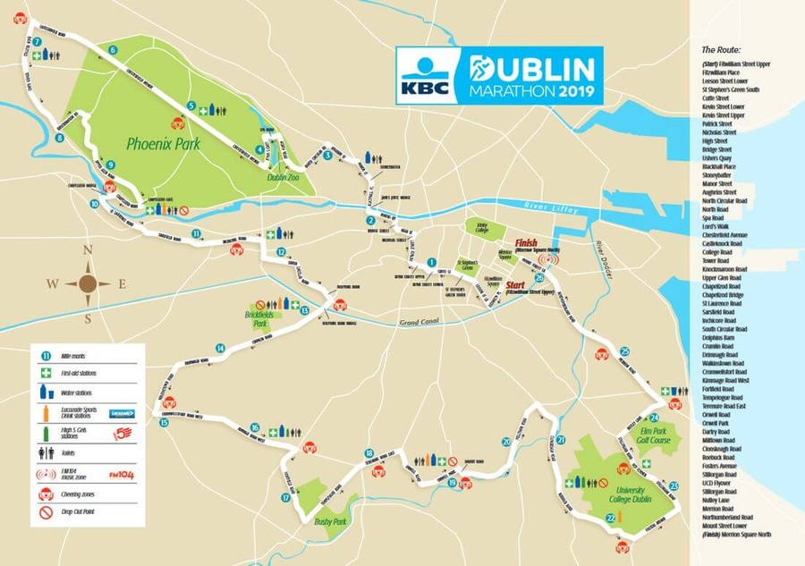 route map kbc dublin marathon 2019