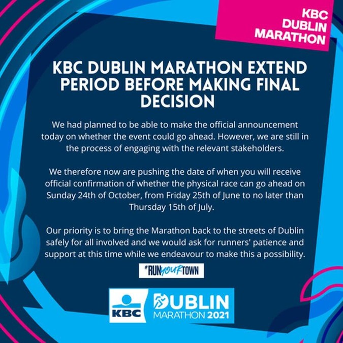 kbc dublin marathon release june 25th 2021