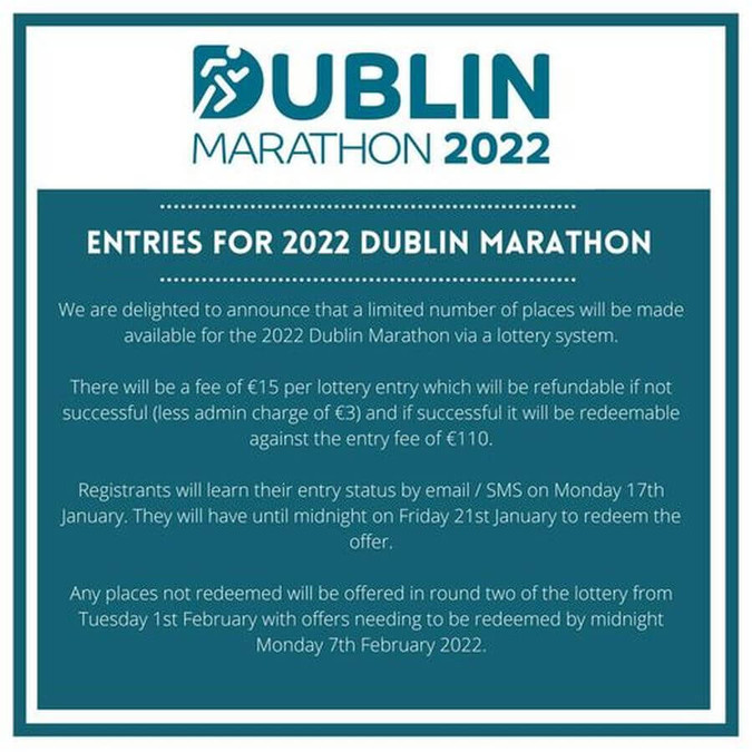 dublin marathon lottery 2022