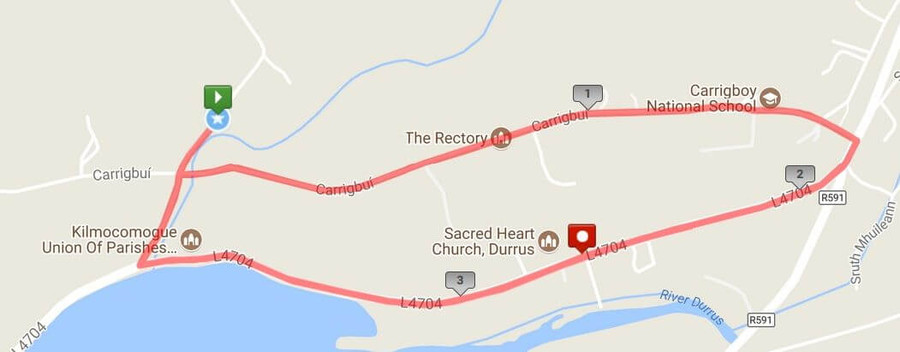 durrus 5k road race course map 2018