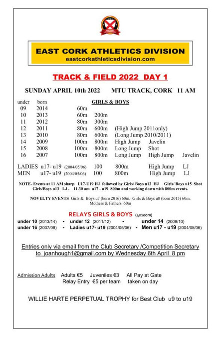 east cork division juvenile track and field 2022 day 1 mtu 1