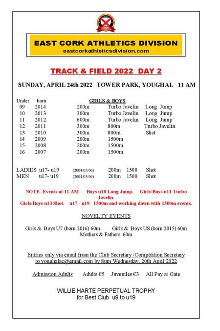 east cork division juvenile track and field 2022 day 2 youghal rev 1