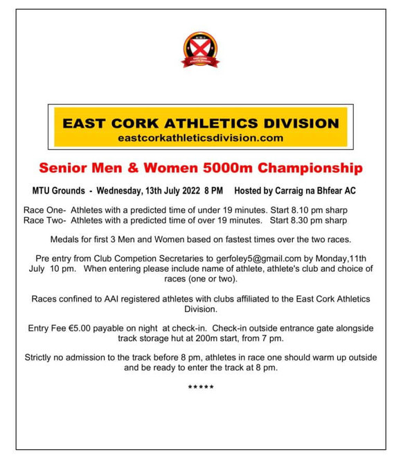 east cork division senior 5000m tandf championships 2022 1
