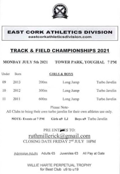 east cork track and field championships day 2 2021