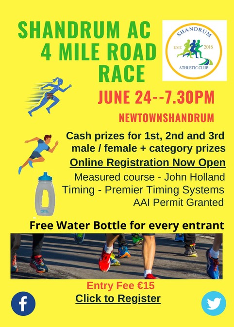 Shandrum AC 4 Mile Race Poster with link
