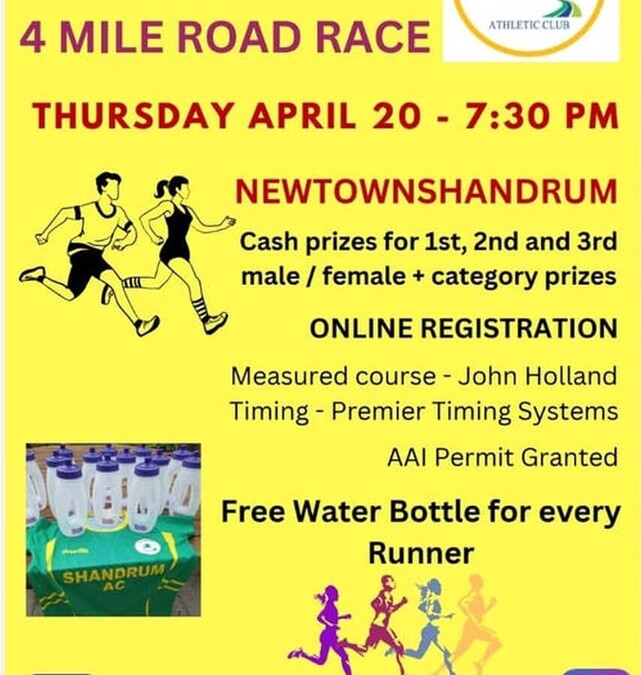 shandrum 4 mile road race flyer 2023