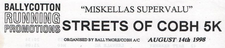 streets of cobh 5k road race results 1998 banner