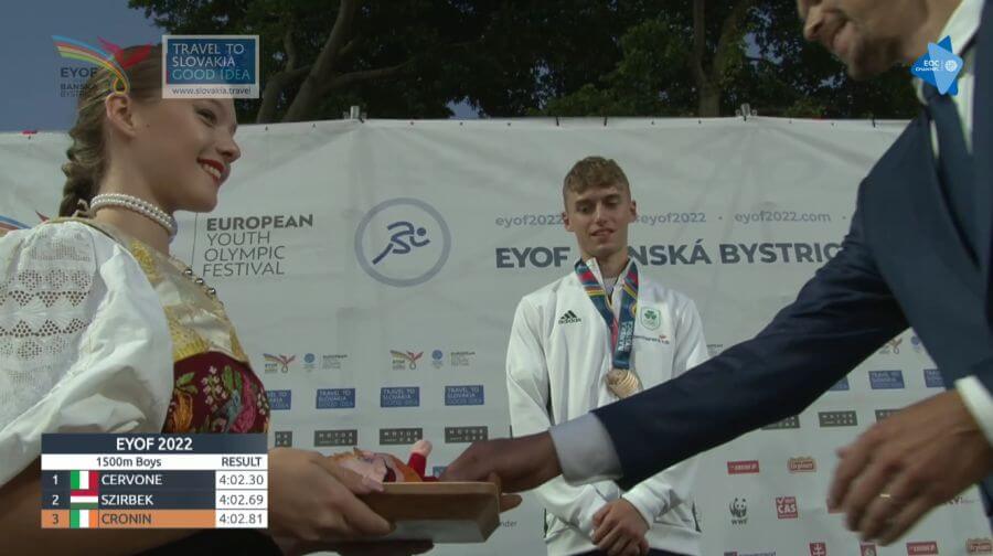 eyof 2022 boys 1500m sean cronin medal ceremony a