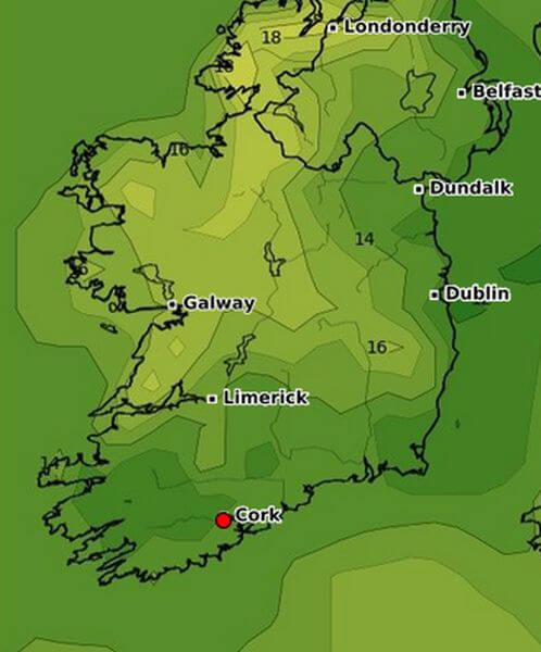 temperature forecast cork sun june 5th 2022 as at thurs june 2nd a