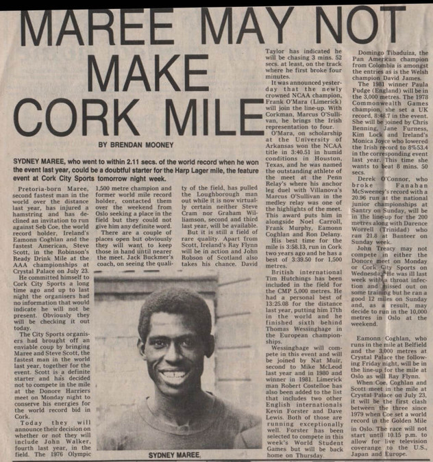 cork city sports sydney maree cork examiner tues july 5th 1983