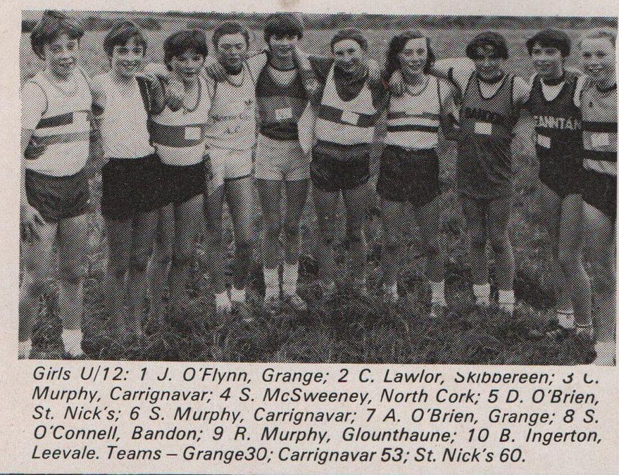 cork county bloe u 12 girls cross country championships 1985 first 10
