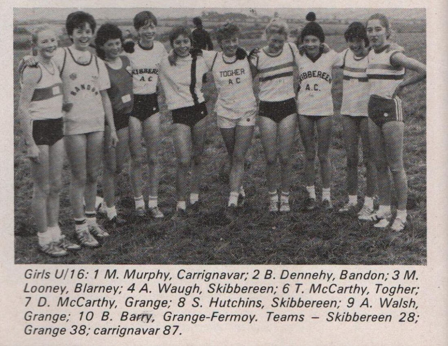 cork county bloe u 16 girls cross country championships 1985 first 10