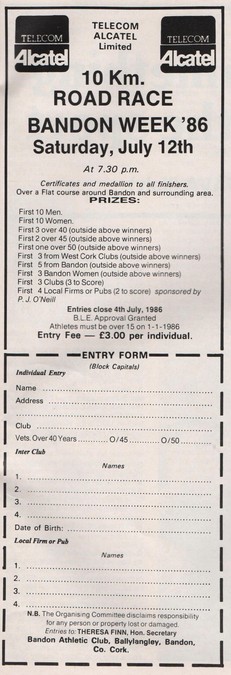 bandon 10k 1986 entry form