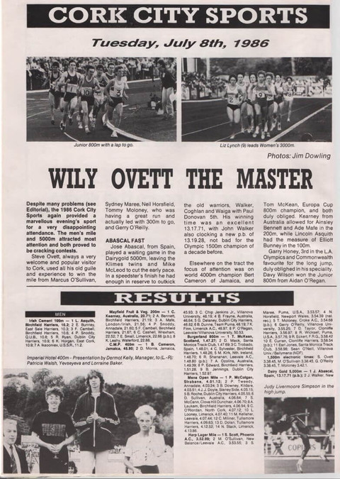 cork city sports 1986 report and results marathon magazine vol 24 no 6 1a
