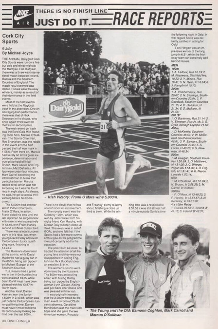 cork city sports irish runner aug 1993 vol 13 no 5 p38 39a