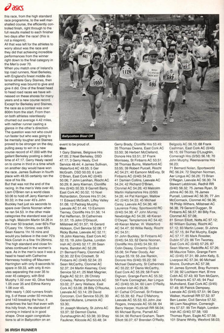 ballycotton 10 1995 report irish runner vol 15 no 2 2