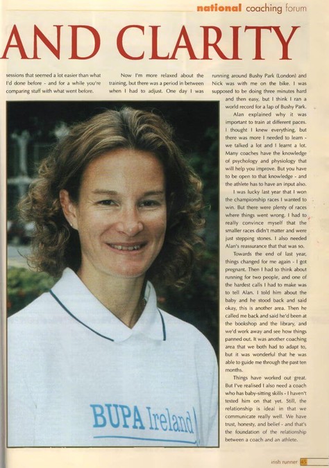 sonia o sullivan national coaching forum address irish runner magazine vol 19 no 5 p46 oct nov 1999
